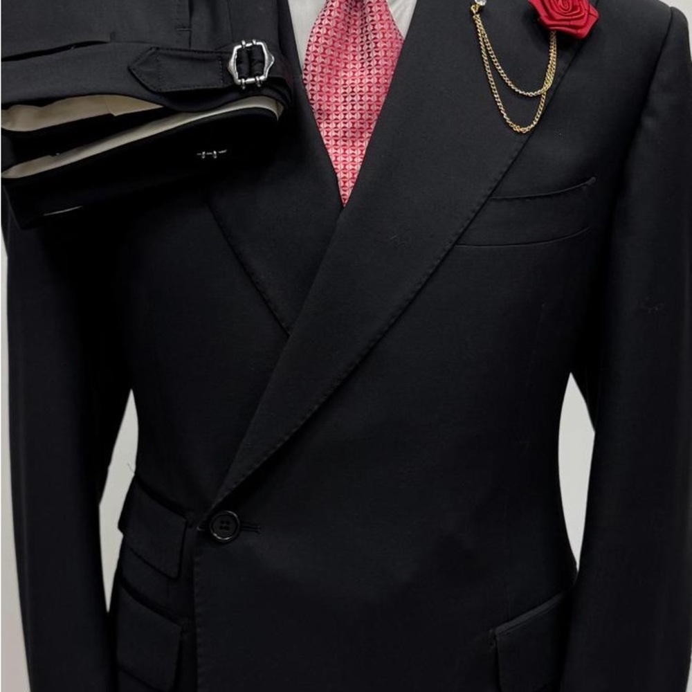 #Black #Double Breasted Single Button Super 180 T… - image 3